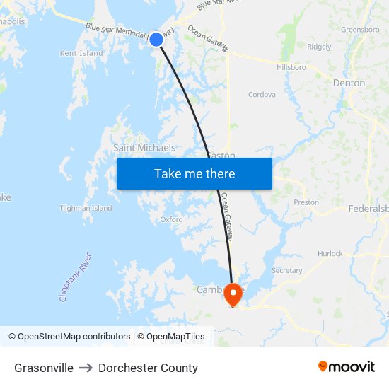 Grasonville to Dorchester County map