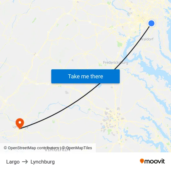 Largo to Lynchburg map