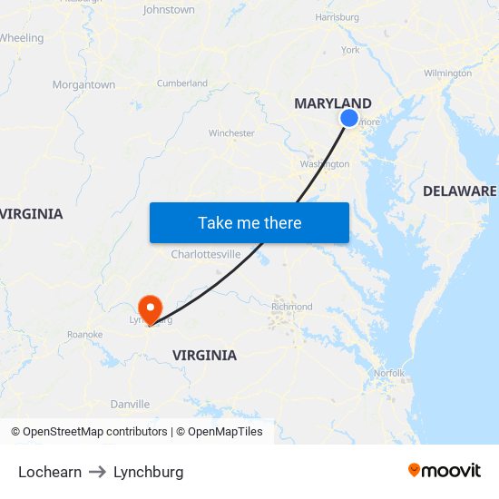 Lochearn to Lynchburg map