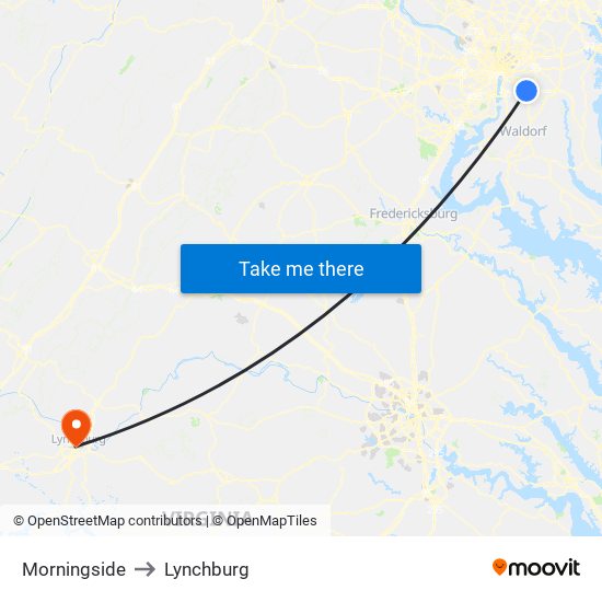 Morningside to Lynchburg map