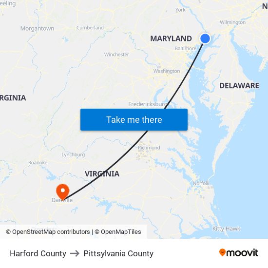 Harford County to Pittsylvania County map