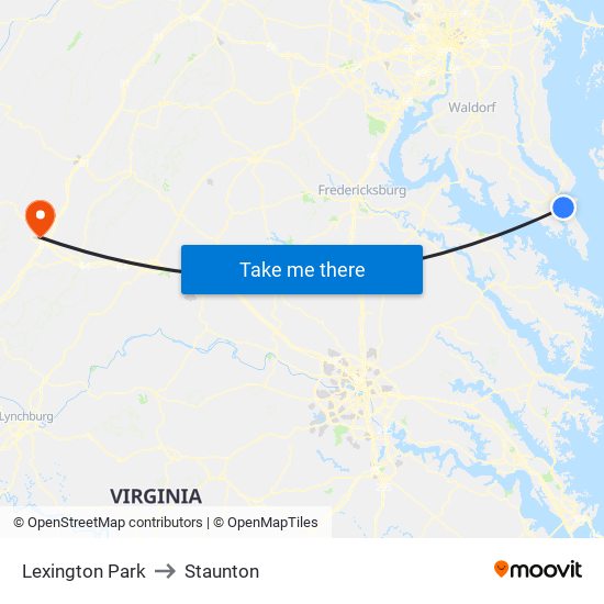 Lexington Park to Staunton map