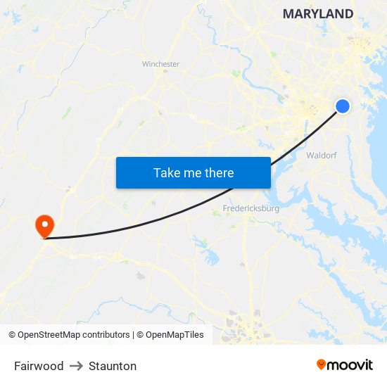 Fairwood to Staunton map