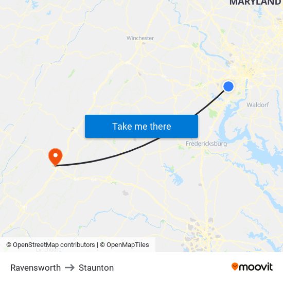 Ravensworth to Staunton map