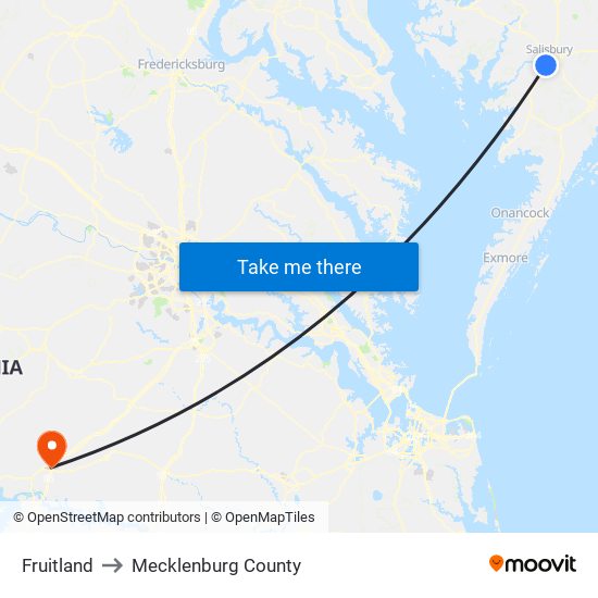 Fruitland to Mecklenburg County map