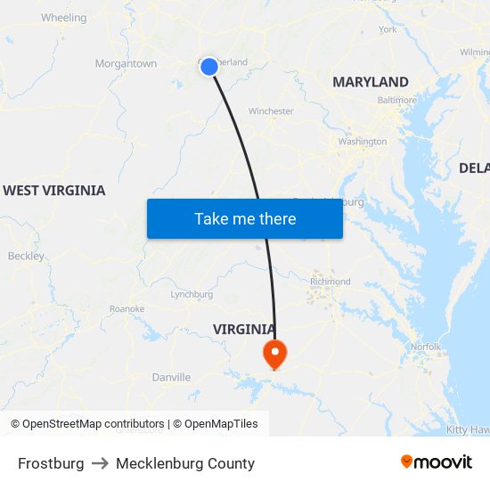 Frostburg to Mecklenburg County map