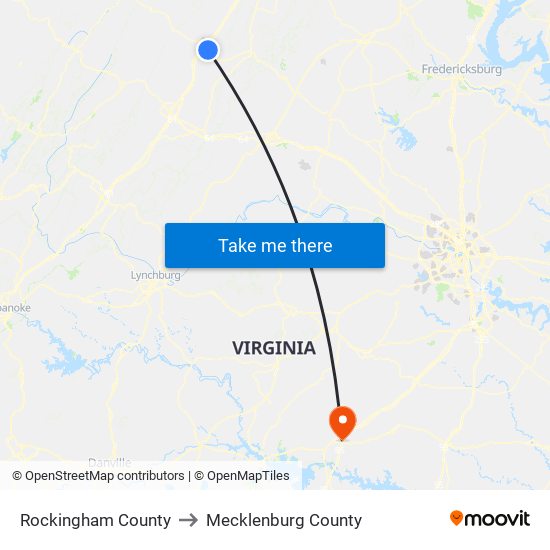 Rockingham County to Mecklenburg County map