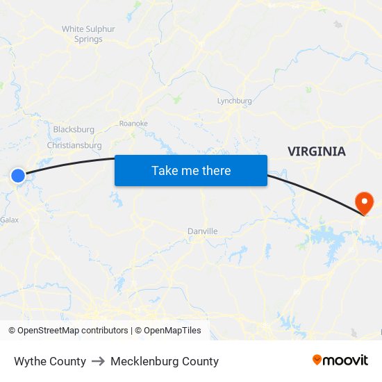 Wythe County to Mecklenburg County map