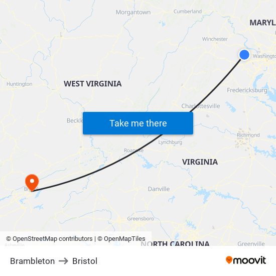 Brambleton to Bristol map