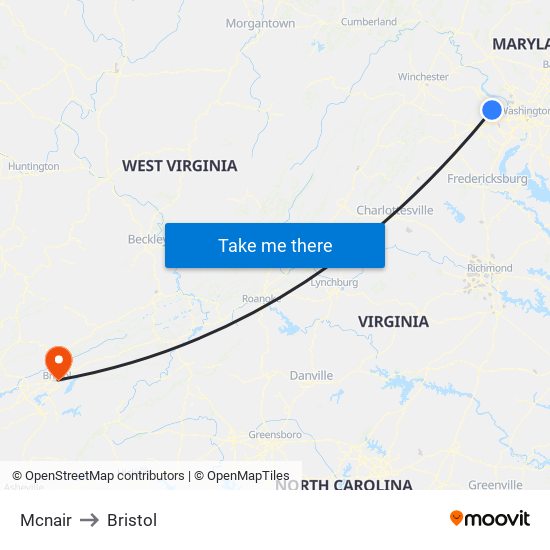 Mcnair to Bristol map