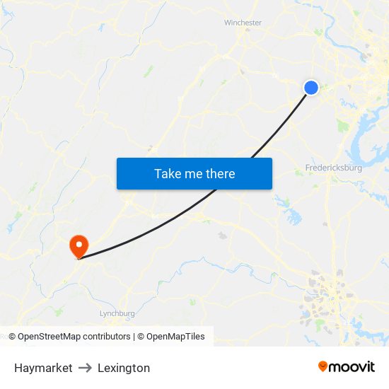 Haymarket to Lexington map