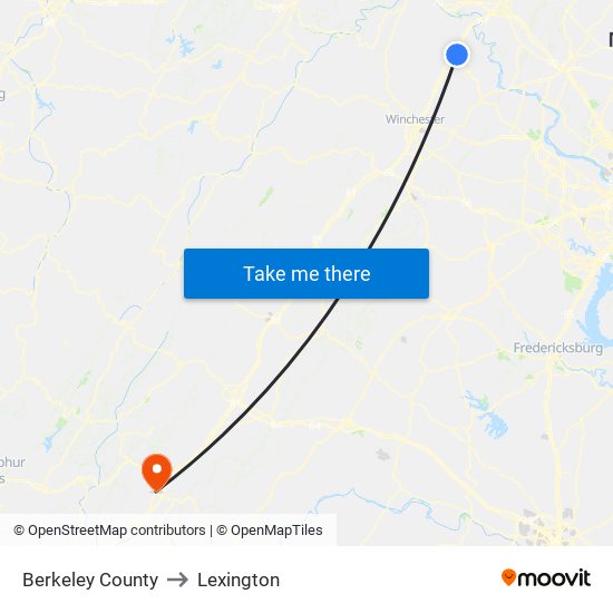 Berkeley County to Lexington map