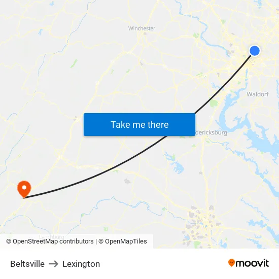 Beltsville to Lexington map