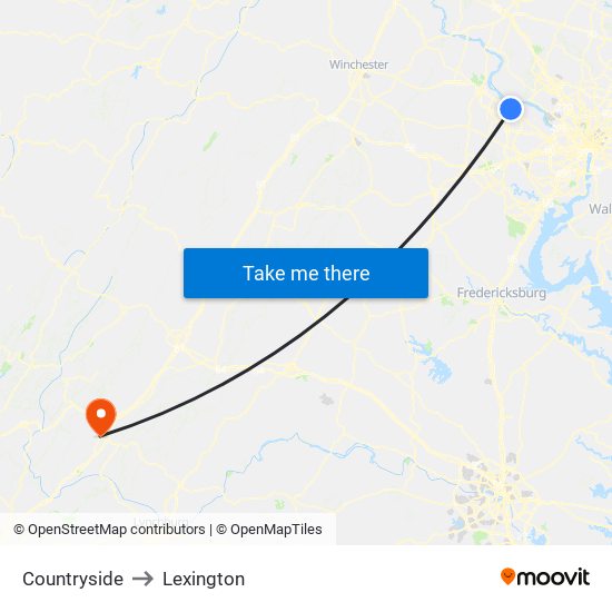 Countryside to Lexington map