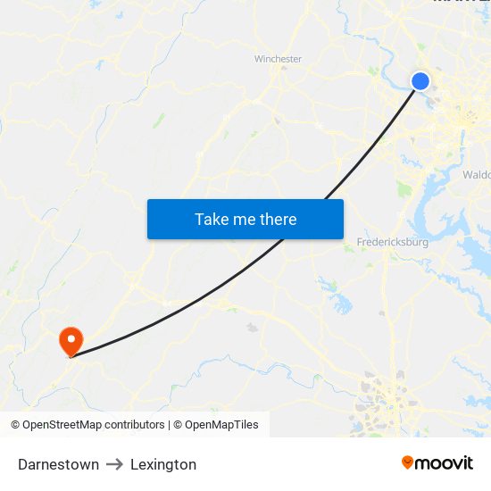 Darnestown to Lexington map