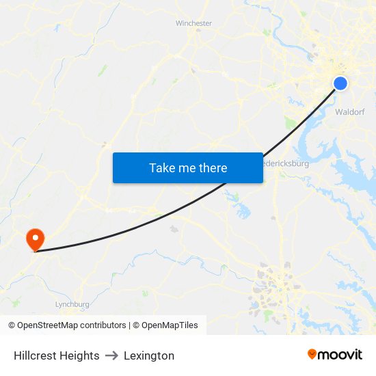 Hillcrest Heights to Lexington map