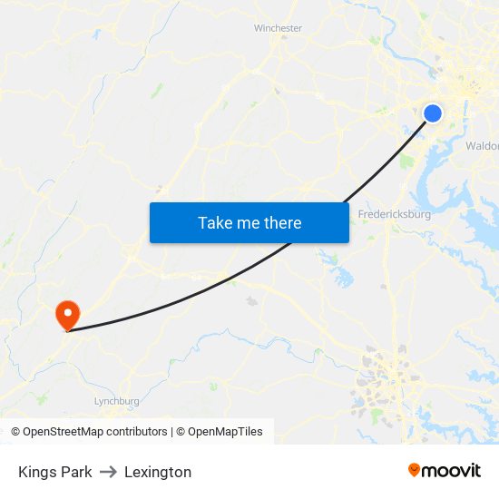 Kings Park to Lexington map