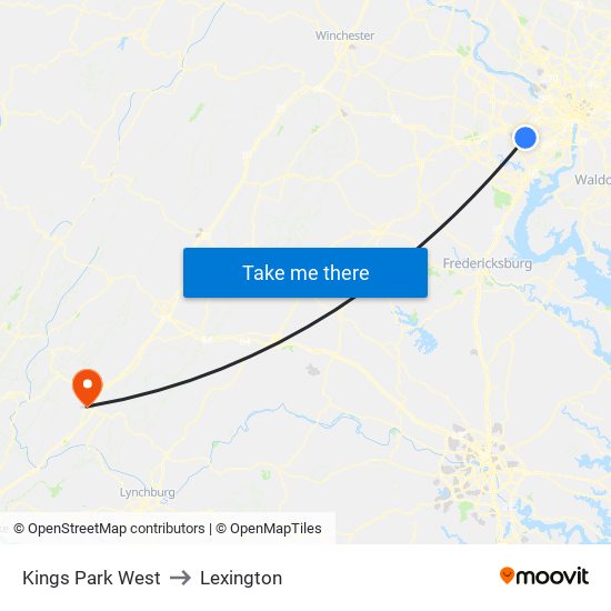 Kings Park West to Lexington map