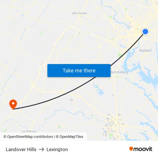 Landover Hills to Lexington map