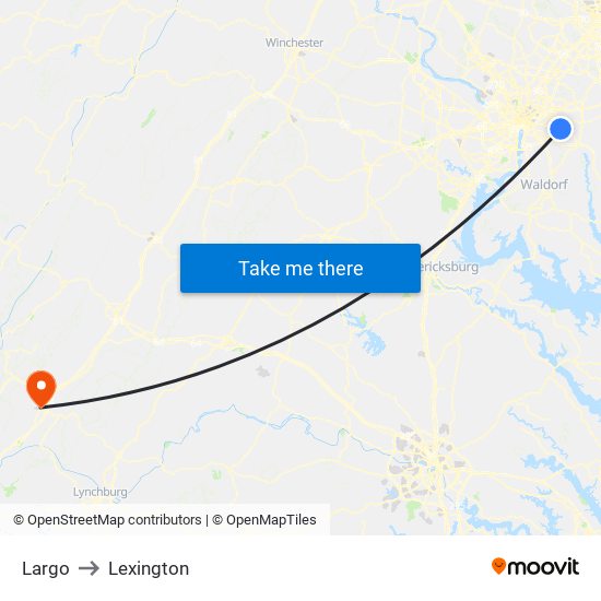 Largo to Lexington map