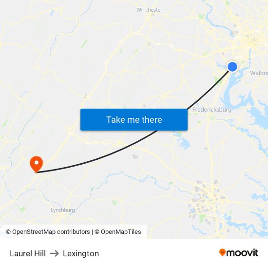 Laurel Hill to Lexington map