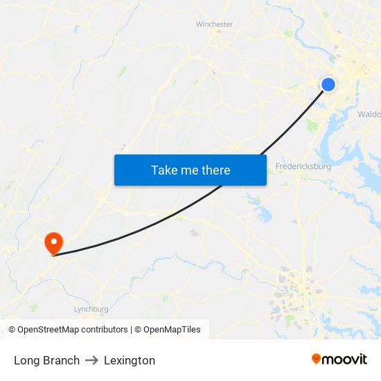 Long Branch to Lexington map