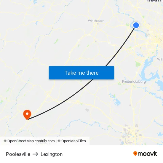 Poolesville to Lexington map