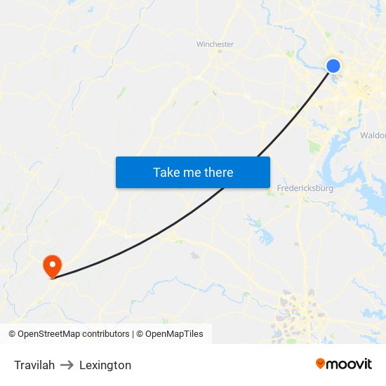 Travilah to Lexington map