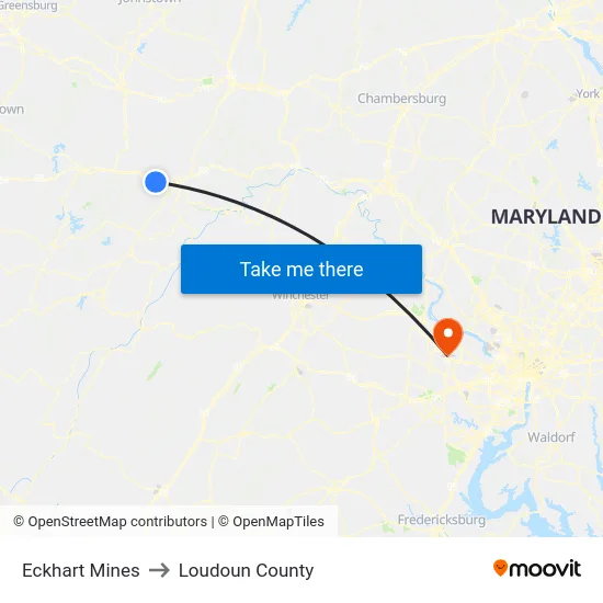 Eckhart Mines to Loudoun County map