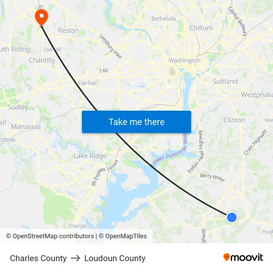Charles County to Loudoun County map