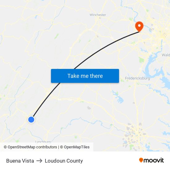 Buena Vista to Loudoun County map