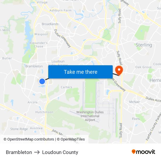 Brambleton to Loudoun County map