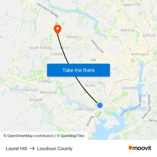Laurel Hill to Loudoun County map