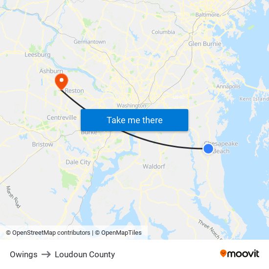 Owings to Loudoun County map