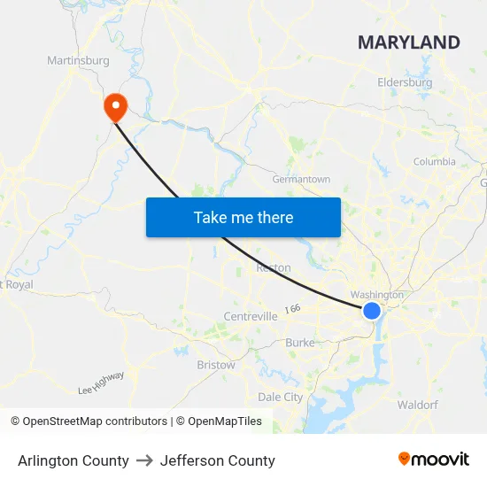 Arlington County to Jefferson County map