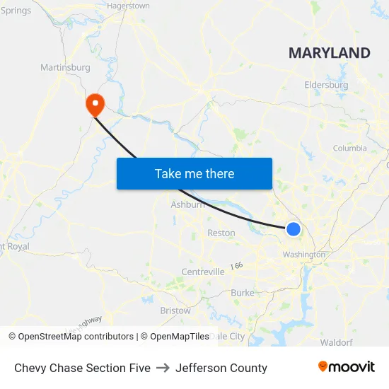 Chevy Chase Section Five to Jefferson County map