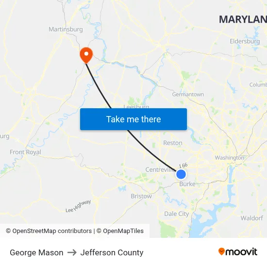 George Mason to Jefferson County map