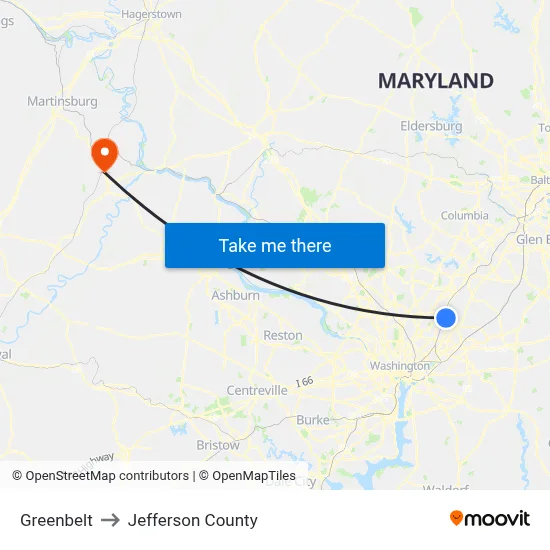 Greenbelt to Jefferson County map