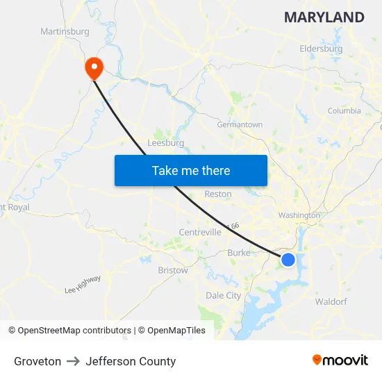 Groveton to Jefferson County map