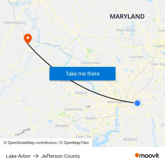Lake Arbor to Jefferson County map