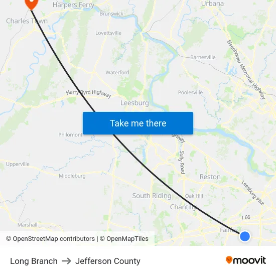 Long Branch to Jefferson County map