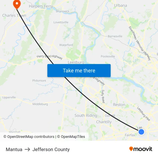Mantua to Jefferson County map
