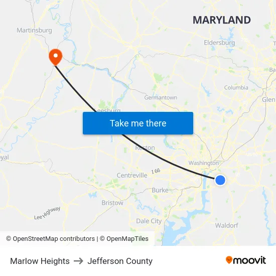 Marlow Heights to Jefferson County map