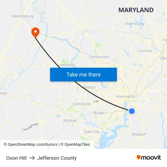 Oxon Hill to Jefferson County map