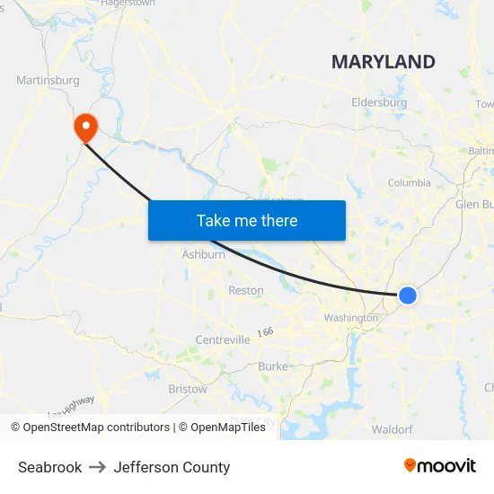Seabrook to Jefferson County map