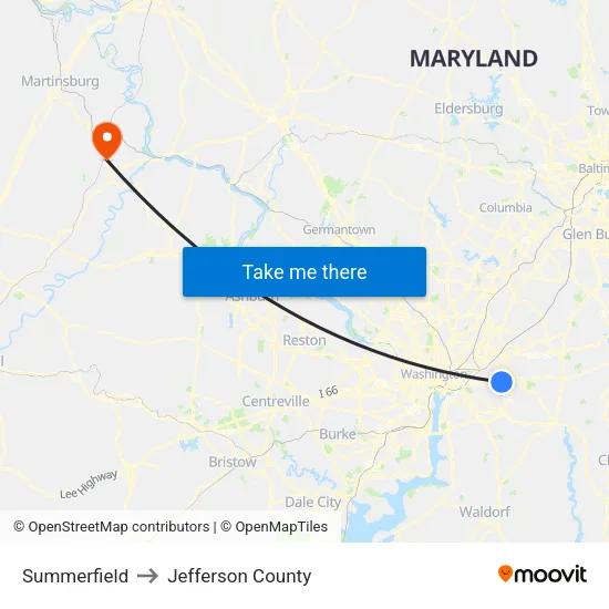 Summerfield to Jefferson County map