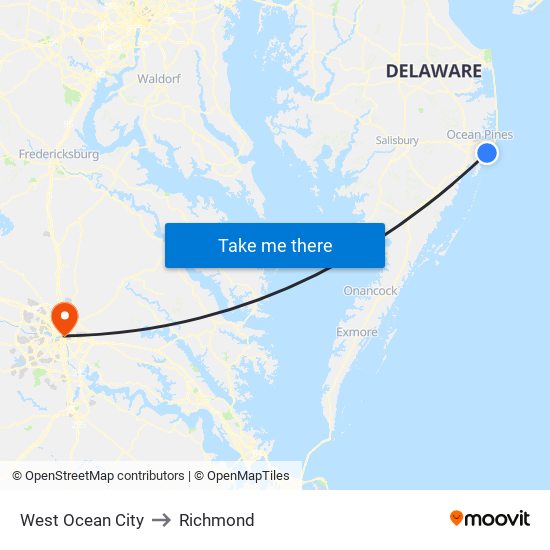 West Ocean City to Richmond map