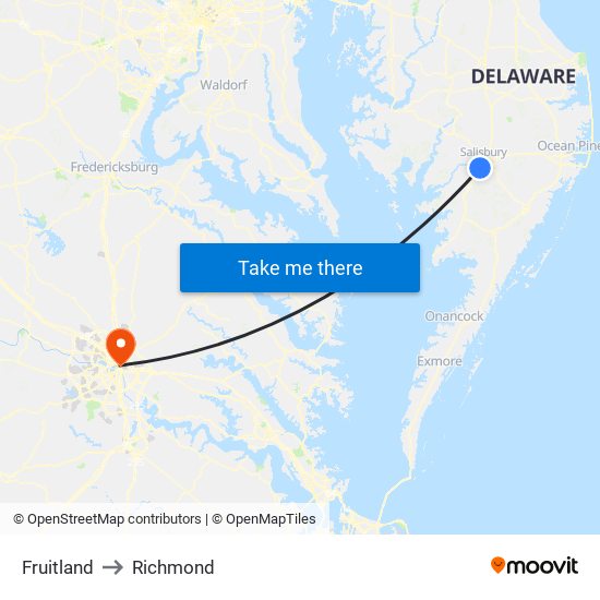 Fruitland to Richmond map