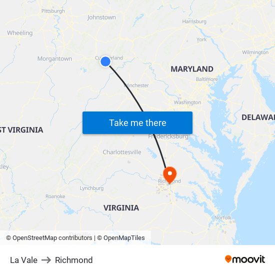 La Vale to Richmond map