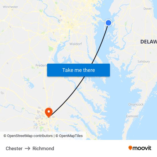 Chester to Richmond map